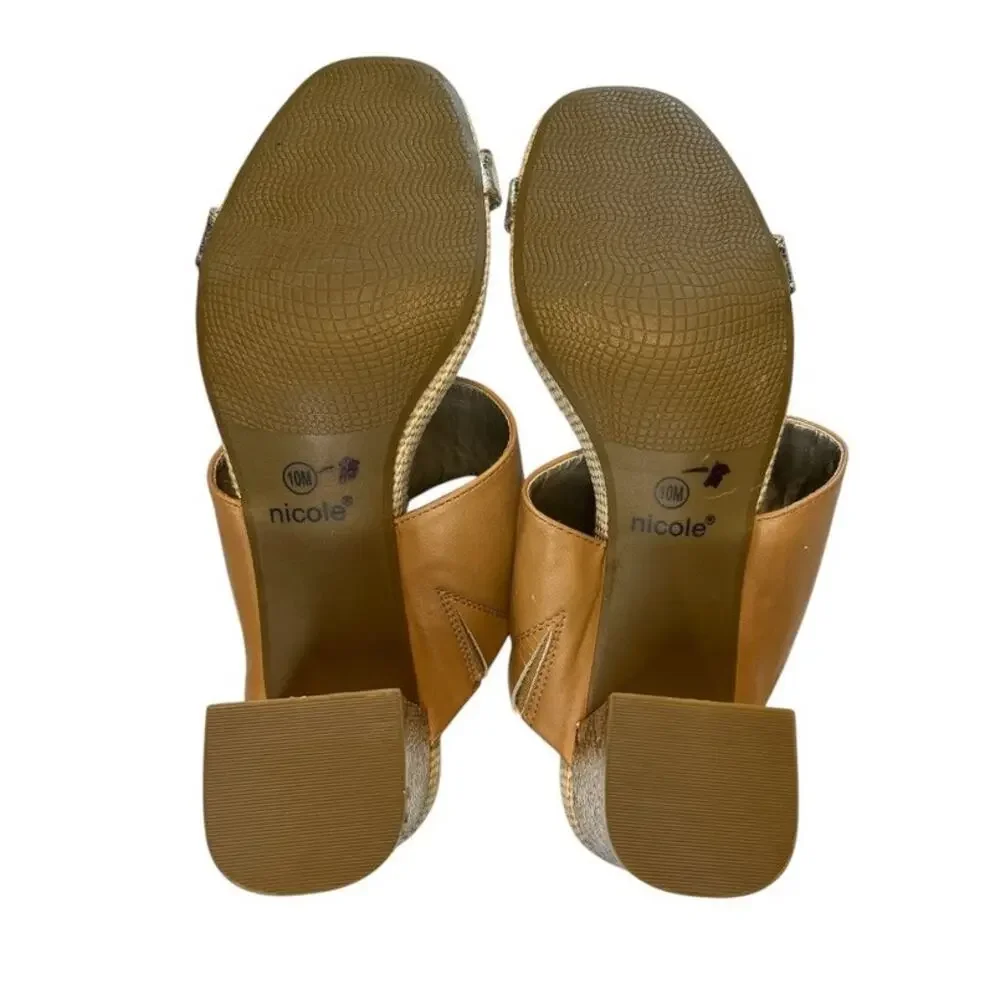 Nicole Briar snakeskin block heel sandal, Brown & Metallic Gold, 10m NWOB - Picture 8 of 13